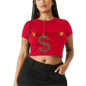Red Short Sleeve Crop Top
